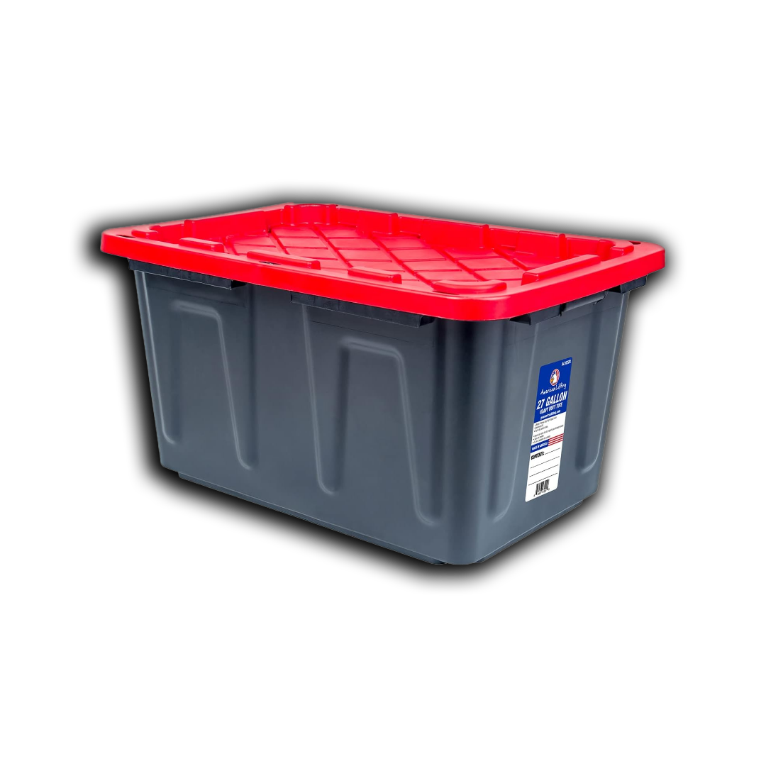 27 - Gallon Storage Containers Tough with Lids (4 Pack - Red)