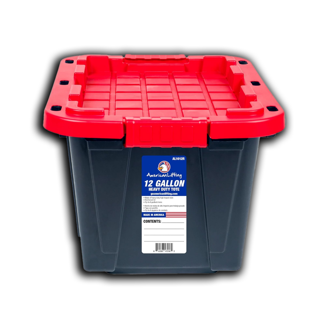 12 - Gallon Storage Containers Tough with Lids (4 Pack - Red)