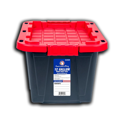 12 - Gallon Storage Containers Tough with Lids (4 Pack - Red)