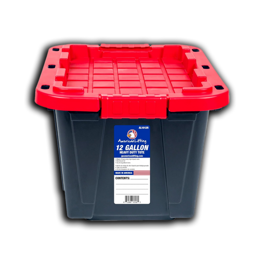 12 - Gallon Storage Containers Tough with Lids (4 Pack - Red)